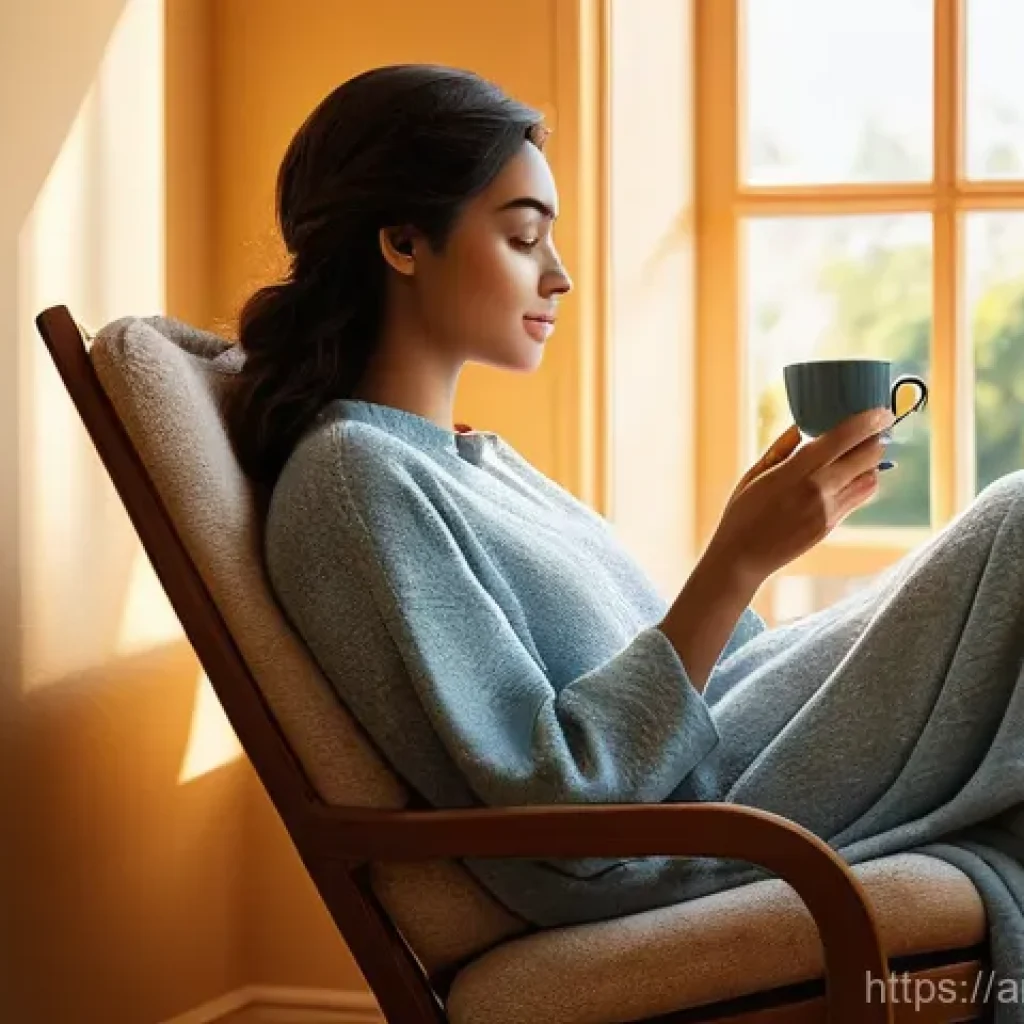 마인드풀테크와 디지털 웰빙 - **Prompt 1: A Serene Morning Disconnect**
    "A cozy, brightly lit living room or study in a modern...