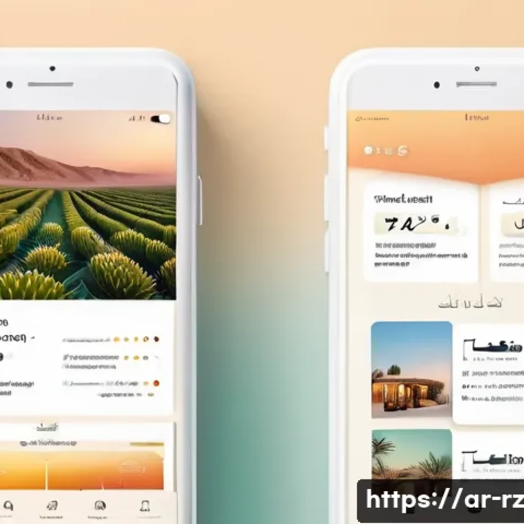 마인드풀테크 개발 시 기술적 고려사항 - A sleek, modern user interface design for a mindfulness app tailored to Arabic users, featuring calm...